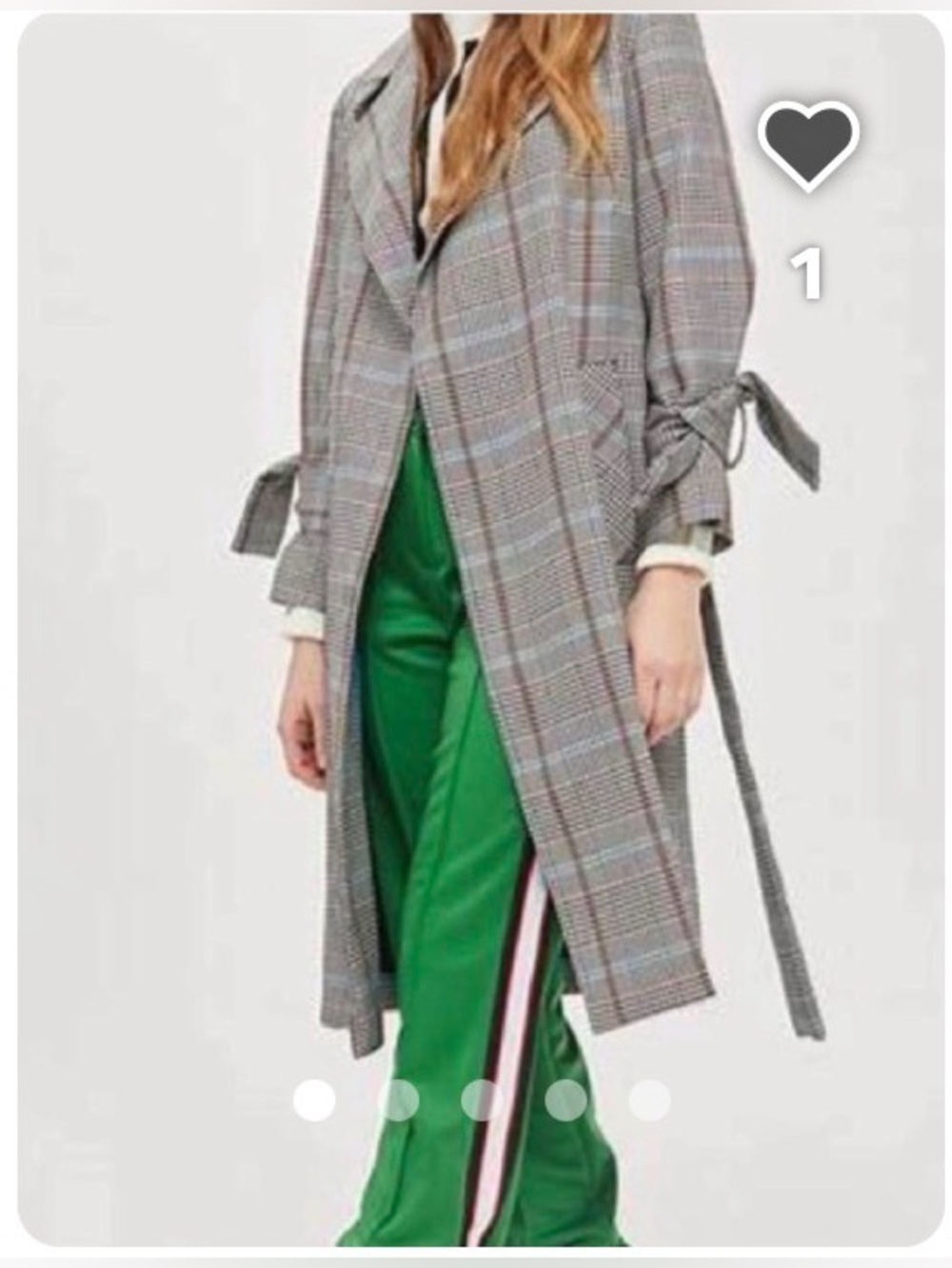 NWOT Topshop Houndstooth Trench Tie Wrist Detail